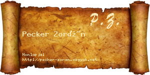Pecker Zorán névjegykártya
